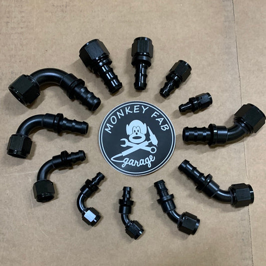 AN PUSHLOC Hose Ends, Black (for PUSHLOC hose)