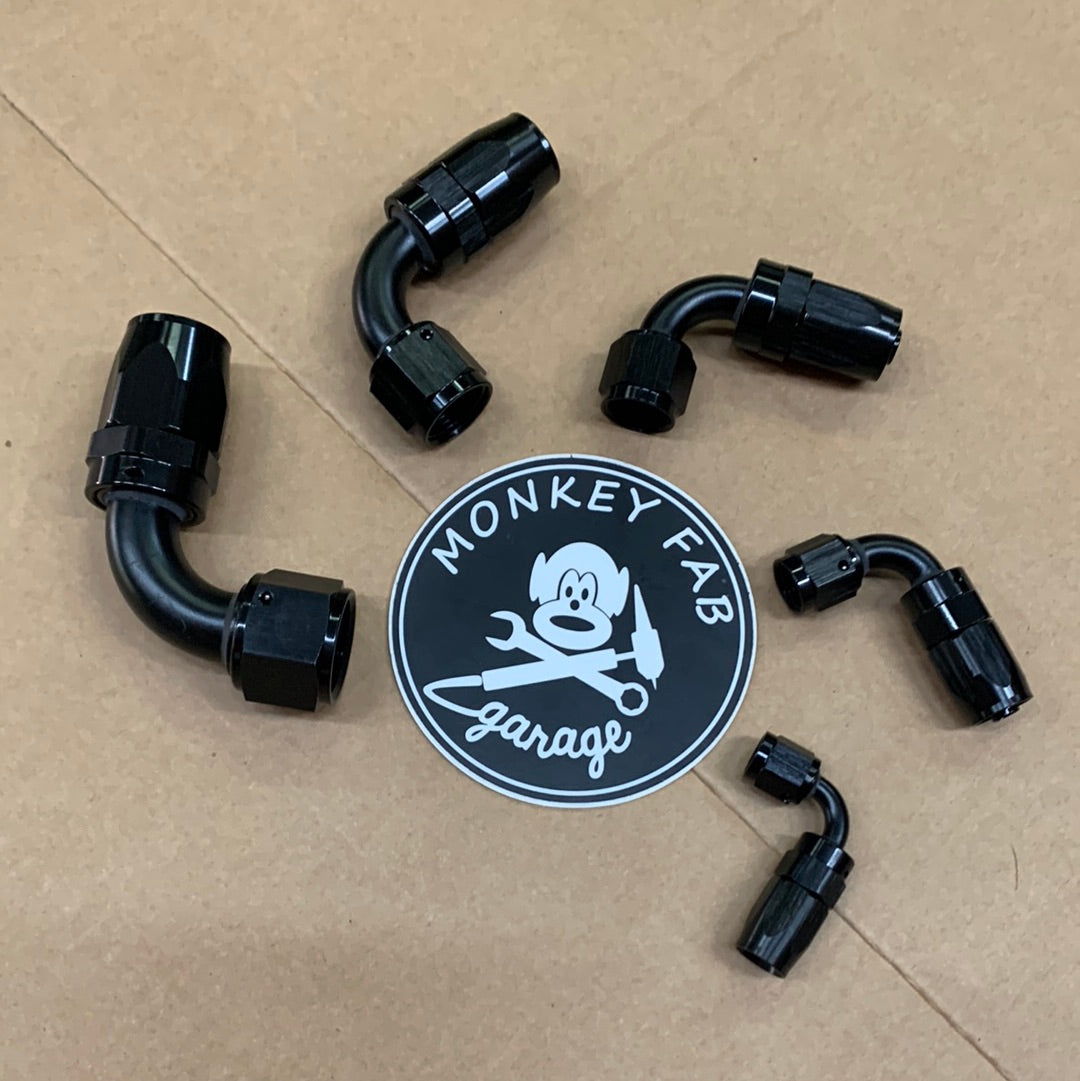 AN Hose Ends, Black (for reg nylon/ steel braided hose)