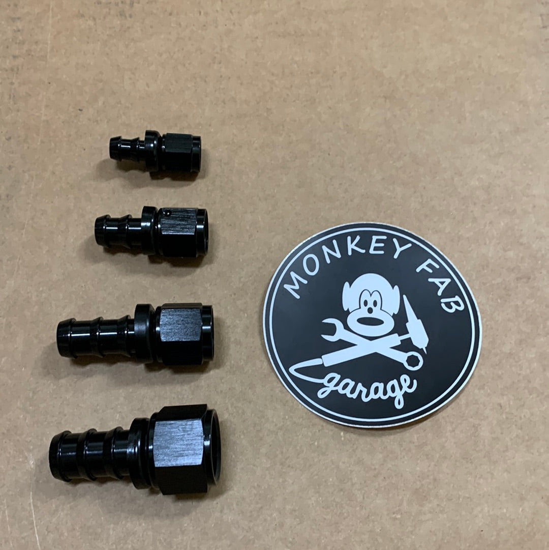 AN PUSHLOC Hose Ends, Black (for PUSHLOC hose)